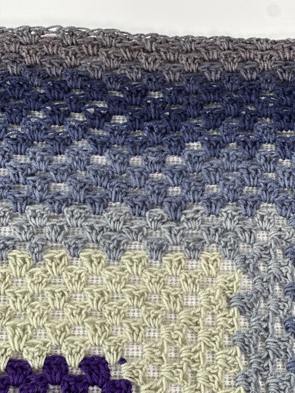 Handmade Crochet Throw Blanket Granny Square Afghan Purple Blue Grey 33x33